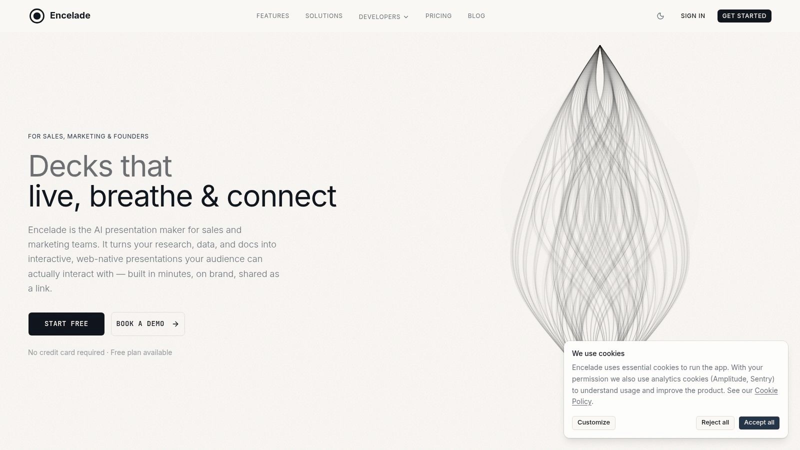 The Encelade editor, where template themes and layouts become reusable presentation assets.