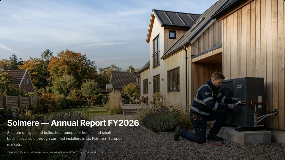 Solmere — Annual Report FY2026 cover